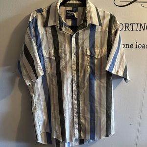 Vintage Wrangler X-Long Tails Striped short sleeve button down shirt size Medium